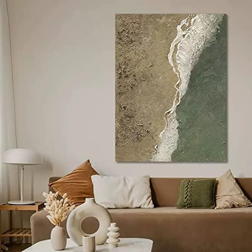 Jfniss pintada à mão Arte da parede - abstrato de arte Óleo pintura oceânica Pintura a óleo de praia TEXTURA PINTURAS DE ÓLEO