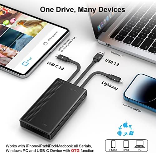 YSKY 1TB Portable Externo MFI Drive rígido certificado para iPhone iPad MacBook Computador, Foto Stick Dispositivo de armazenamento