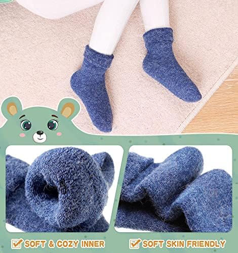 EOCOM 6 Pares de inverno infantil meias de lã quente de crianças macias crianças bebês meninas garotas de tripulação térmica meias