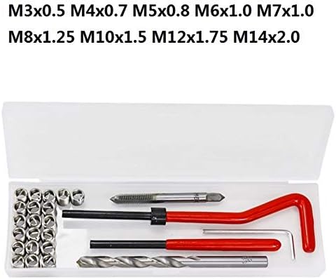 WMSS Maidou 25 kits de reparo de roscas métricas m3/m4/m5/m6/m7/m8/m10/m12/m14 inserções rosqueadas para reparar as ferramentas de reparo de rosca danificadas.