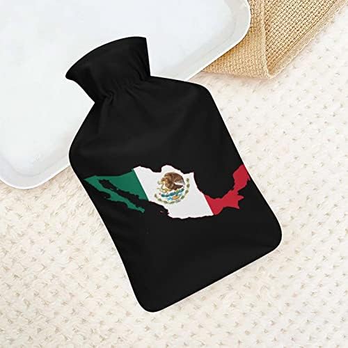 Mapão de bandeira do México garrafa de água quente com tampa macia de pelúcia saco de injeção de água de borracha quente 1000ml