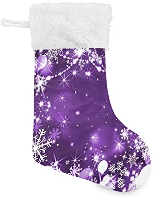 Meias de natal alaza roxo glitterflakes clássicos clássicos personalizados grandes decorações de meias para uma decoração