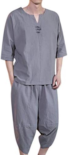 Terno masculino BMISEGM Terno shorts confortáveis ​​moda casual Manga curta Cotton- Summer Men Fantas e Sets Men