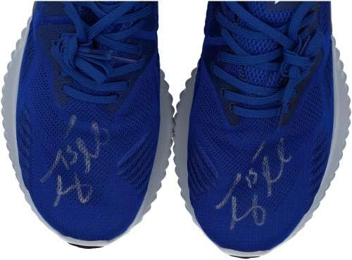 Tim Tebow New York Mets Mets autografados emitidos com jogadores Adidas Blue Turf Shoes emitidos entre as temporadas de -2019 MILB-AA0051678-79-Cleats da NFL autografada