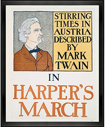 Artistbe Mark Twain na impressão de lona de março de Harper, 22,5 x 18,5, multi