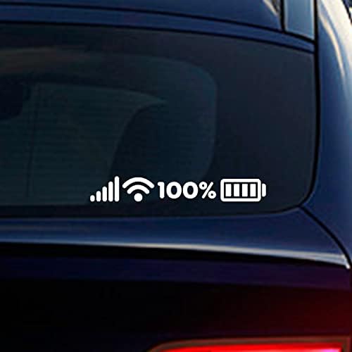 Nouiroy Signal Wi -Fi Bateria cheia sinal de bateria engraçado adesivos elétricos para o carro, adesivos da janela do carro Decalques de veículo exclusivos estilizando decalque decalador decorativo de decalques elétricos espelho de carro home decoração, branco