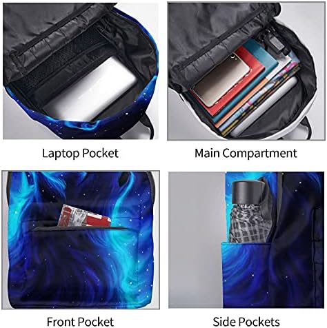 Fehuew 16 polegadas Backpack Galaxy Howl Wolf Backpack Backpack Full Print School Bookbag Bag para viajar Daypack