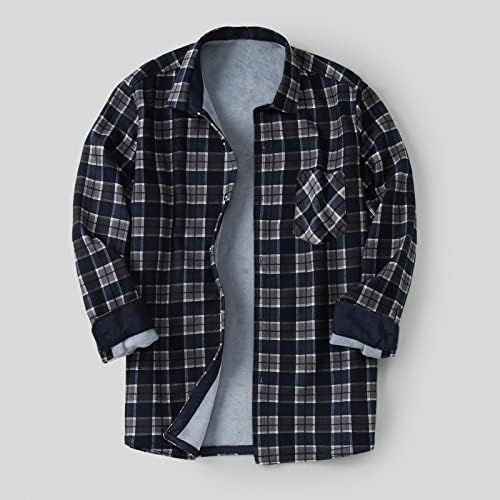 Camisetas xzhdd xadrez para homens, mola de outono botão de jaqueta verificada