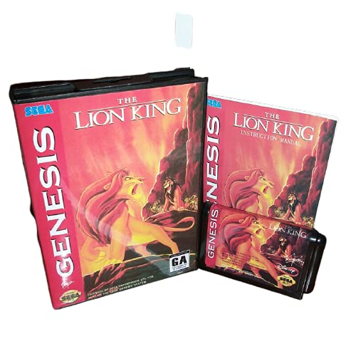Aditi Lion King US Cover com caixa e manual para sega megadrive Gênesis Console de videogame de 16 bits cartão MD