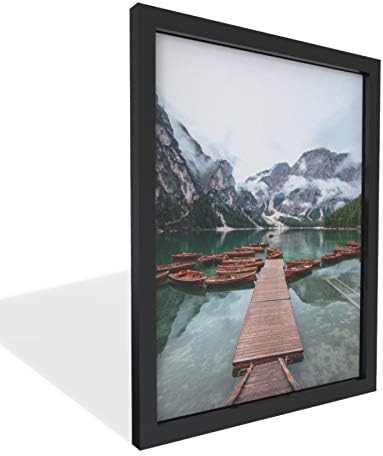 Moderno 7x9 Frame Frame Black Wood Real Glass - Gallery Wall pendurado 7 x 9 quadro fotográfico - Poster de impressão de arte de parede 9x7 polegadas