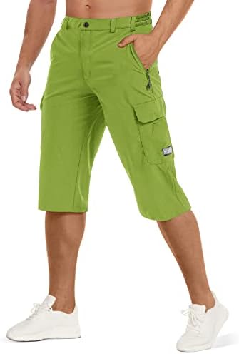 Tacvasen Men's Quick Dry caminhada shorts 5 bolsos 3/4 abaixo do joelho Capri