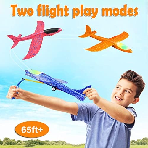 3 Pack Airplane Launcher Toy, 13.3 LED LED LIDRO LIDER LED LED PLAN, Modo de vôo Catapulta