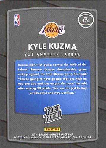 2017-18 Donruss #174 Kyle Kuzma RC Rookie Lakers classificou o Rookie