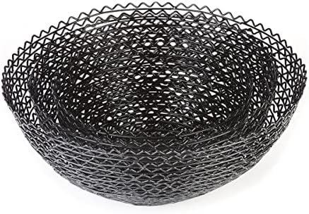 Conjunto de cestas de artesanal, ferro, preto, conjunto de 3