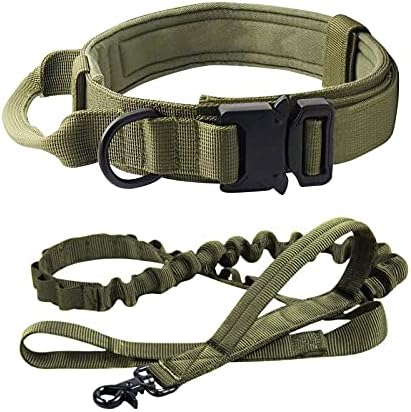 Kinghtao Tactical Dog Collar and Leash - colarinho militar espesso K9 - Inclui bungee colhere