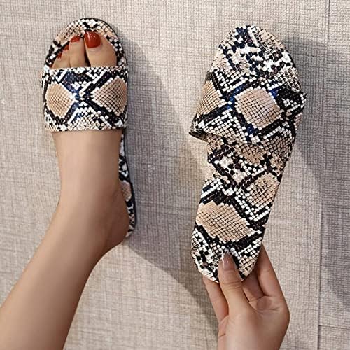 Sandálias casuais de verão femininas para mulheres, mulheres, moda de moda de leopardo de leopardo chinelos planos sandálias casuais