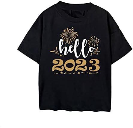 Camisas de camisetas de ano novo e véspera suprimentos infantis nye 2023 camiseta de ano novo