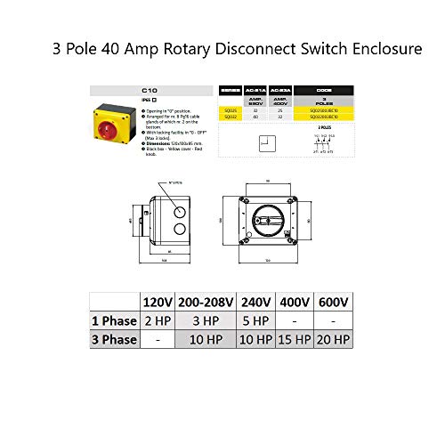 ASI SQ032003BC10 Chave de desconexão rotativa fechada, amarelo/vermelho