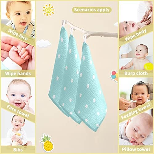 Vvfelixl Baby Tloths Cotton Stars Baby Muslin Floths Toalha de rosto macio para bebês para recém