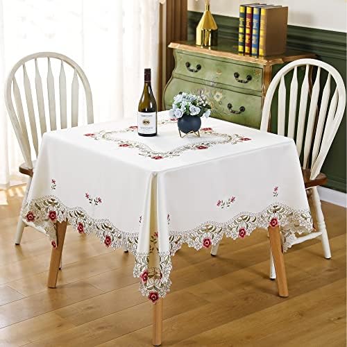 Wolkemer Jacquard Toinha floral Little Rose Rose bordou a tampa da mesa bege de renda para jantar em casa decoração de cozinha retangular 70 x 120 polegadas