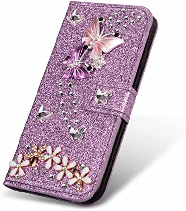 Losina Compatível com iPhone 14 Pro Max Wallet Case com slots de cartão Luxury 3D bling glitter diamante strassmões de borboleta