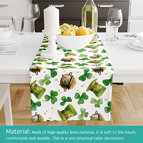 Spring St. Patrick's Day Pattern Table Runner Runner St. Patrick's Day Shamrock Irish Clover Table Runners Decor Home Kitchen Dining Room Party 14x72 polegadas