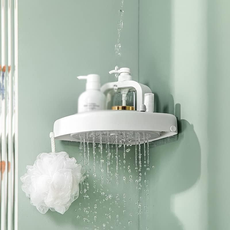 Xjjzs prateleiras rotativas de prateleira de banheiro sem sonho de parede de montagem na parede Plataforma de chuveiro de chuveiro para o organizador de shampoo Organizador