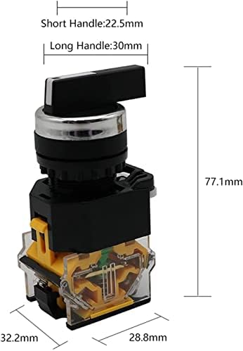 Ganyuu 22mm Mutre de botão seletor Taxagem rotativa Momento 2No 1No1NC 2 3 Posição DPST 10A 400V Power Switch On/Off