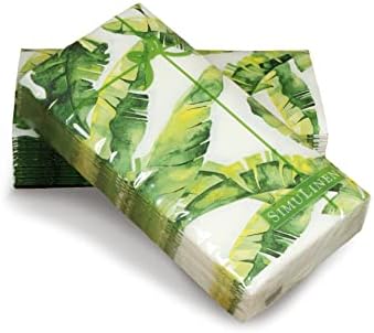 Toalhas de mão de hóspedes descartáveis ​​para banheiros-design tropical de banana-toalhas de papel descartáveis ​​de linho, textura tipo pano, uso único-tamanho perfeito: 12x17 ”desdobrado e 8,5x4” dobrado 25ct