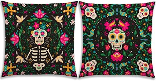 Rainlemon Dia de Los Muertos Tampe Campa de Almofada do Dia México da Decoração do Crânio de Açúcar Dead para sofá de