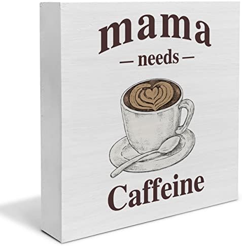 Mamãe country precisa de cafeína caixa de madeira decoração de decoração de mesa de café amante de cafeína Caixa de madeira