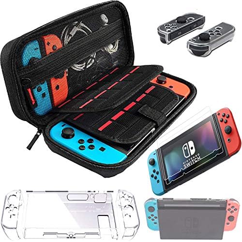 Switch Games Acessórios - Caixa de transporte preto para Nintendo Switch Joy Covers Covers transparentes Tampa dura Caso 9H Protetor