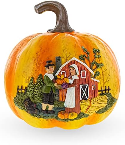 Bestpysanky Pumpkin com casal com a estatueta da colheita