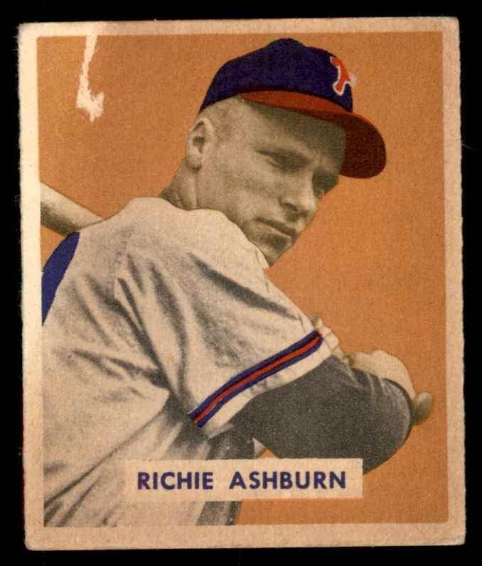 1949 Bowman # 214 Richie Ashburn Philadelphia Phillies Good Phillies