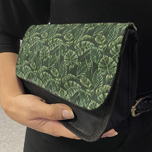 Caixa de lápis verde hunter lunarable, plantas exóticas, bolsa de lápis de caneta com zíper duplo, 8,5 x 5,5, samambaia