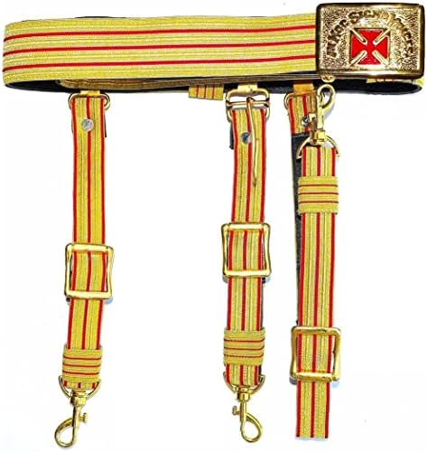 Cavaleiros Templários Passado Grand Grand Comandante Red & Gold Sword Belt - Cruz vermelha Tamanho: 32 - Estilo de correia: com correntes de barril
