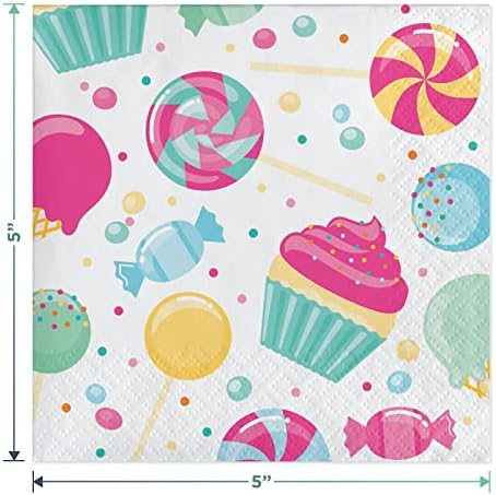 Pacote de Partidos de sobremesas de Candyland - Placas, guardanapos, xícaras, garfos e tampa da mesa