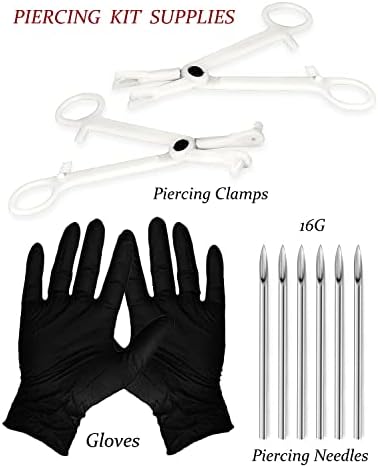VSNNSNS Kit de piercing labial 6 peças 16g A agulhas de piercing de jóias de piercing em aço inoxidável e piercing de joalheria de jóias e perfurações de chinelos CZ Opal Rings de perfuração de barrancas de perfuração Silver 16pcs
