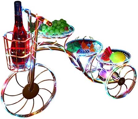 Três camadas de rack de bolo de aniversário com compota luminosa colorida serve com vinho tinto e cesta de champanhe, bar, KTV,