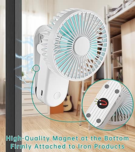 AIDJOIN Mini Fan de 4 polegadas com ímã, bateria operada por bateria recarregável Fan Small Fan 3 velocidades Office Ajuste