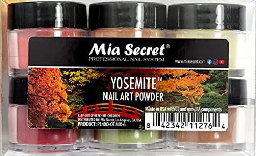 MIA Secret Acryli Powder Collection - Yosemite, 6pcs - DiP pós acrílicos - cores de autum/outono para unhas acrílicas - kit de pó