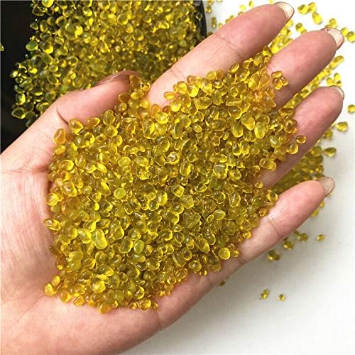 Zym116 50g 2-5mm K5 Glas de vidro amarelo Galze de pedra Pedra de rocha Aquário polido Aquário Pedras de cura de peixe decoração