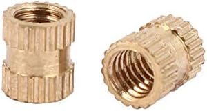 Aexit m4 x pregos, parafusos e prendedores de 6 mm de 0,7 mm de cilindro de bronze cilindro de bronze inserção de rosca e parafusos embutidos e parafusos de porcas 100pcs