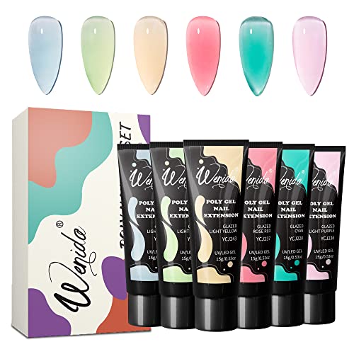 Kit de gel de extensão de unhas de wenida 6 geléia pastel coloridas translúcidas em gel de unhas de unhas de unhas de