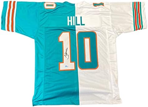 Tyreek Hill Miami Dolphins assinou a camisa de autógrafos Half & Half Beckett Certified