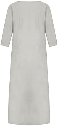 Vestido de linho de algodão feminino de Ruziyoog de verão de meia manga y2k vestido de praia casual colheita de triwneck solto kaftan vestido longo