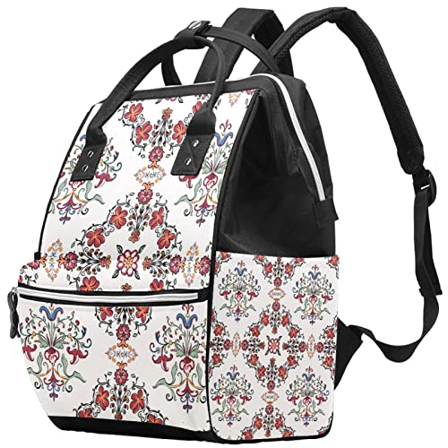 Bolsas de fraldas do padrão de fraldas do Flourish vintage Modinha Modinha Mochila de grande capacidade Bolsa de enfermagem Bolsa de viagem para cuidados com o bebê