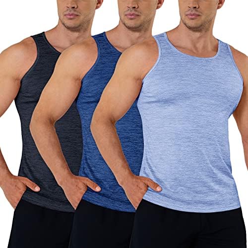 MagComsen masculino de 3 tampas de matilha de pacote rápido seco músculo atlético camisas sem mangas para exercícios de treinamento