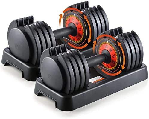 25/55 lbs pares halteres ajustáveis, ajuste rápido o peso de halteres para exercícios param de halteres para homens