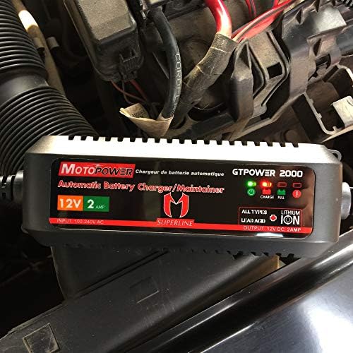 MotoPower MP00207A 12V 2amp carregador de bateria automática para baterias de íons de lítio